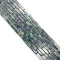 Deep green Kambaba Jasper rectangular tube beads for DIY jewelry making and crafting - 4x13mm / Rhyolite