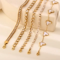 Gold-plated titanium steel bracelet set featuring heart-shaped zircons and white butterfly - White Butterfly Heart Five Piece Collection
