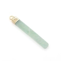 Natural light green aventurine stone pendant in a long rectangular shape with gold metal bail - US 7