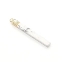 Rectangle white howling stone pendant with grey marble veins and golden metal clasp - Howlite
