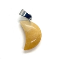 Natural yellow agate crescent moon pendant with silver bail for DIY necklaces - 12x18mm / Topaz