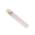 Rectangle pink quartz stone pendant with a polished golden clasp for DIY jewelry - Rose Quartz