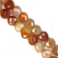 Cuentas de corazón en ágata natural con tonos naranja y marrón y textura de seda pulida - 15x15x8mm (aprox. 14 cuentas) / Ágata roja
