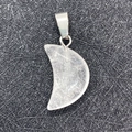 Crescent moon-shaped clear quartz pendant with silver bail and natural ice cracks - 12x18mm / White Crystal