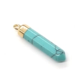 Natürlicher blauer Türkis-Sechskantprisma-Anhänger mit Goldkappe für DIY-Schmuck - 5x30mm / Blauer Türkis