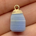 Blue agate square pendant with natural textures and golden bail held on fingertips - 15x20mm / Light Blue Agate Style (No. 2)