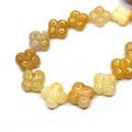 Polished natural stone four-leaf flower beads in honey yellow for DIY jewelry making - 14mm / Topaz