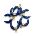 Pendentifs lune en Lapis Lazuli avec bélière dorée pour la création de colliers - 16x18mm / Lapis-lazuli