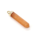 Orangefarbener Quarz-Anhänger in Sechskantform mit vergoldeter Kappe für DIY - 5x30mm