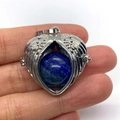 Silver angel wings heart pendant with blue lapis lazuli stone ball for DIY jewelry - Lapis Lazuli