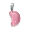 Pink crescent moon tiger eye stone pendant with silver clasp for DIY necklace charm - 12x18mm / Pink Cat's Eye (No. 27)