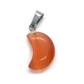 Tiger eye moon crescent pendant with metal clasp in vibrant orange natural stone finish - 12x18mm / Orange Cat's Eye (No. 28)