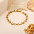 Golden heart link bracelet with sparkling cubic zirconia and adjustable lobster clasp - White Zirconia Heart Array Bracelet