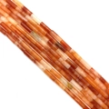 Macro shot of natural carnelian cylinder beads with smooth texture for DIY jewelry crafts - 4x13mm / Red Aventurine (22)