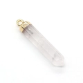 Rosafarbener Quarz-Kristallanhänger in Sechseckform mit goldener Kappe für Schmuck - 5x30mm / Weiß Kristall