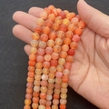 Orange fire dragon vein agate loose beads for DIY jewelry making and necklace crafts - 6mm / Orange