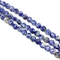 Cuentas de sodalita natural azul y blanca pulidas en forma redonda plana para joyería artesanal - 8x8x5mm (Aprox. 25 Piezas) / Piedra de Puntos Azules (Sodalita)