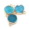 Blue druzy natural stone connectors with gold plating for DIY jewelry making - Sky Blue