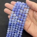 Gepolijste blauwe verweerde agaat ronde kralen met witte ijskraakaders voor DIY-sieraden - Donkerblauw