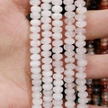Strand of pink natural stone abacus beads 4x6mm for DIY jewelry making and necklaces - 4x6mm Approx 96 Pcs / White Jade