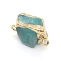 Irregular raw amazonite stone connector with gold plated edges for jewelry making - Amazonite