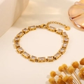 Elegant gold-plated stainless steel tennis bracelet with rectangular clear zircons - Rectangular Clear Zirconia Bracelet