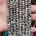 Strand of Dalmatian Jasper rondelle beads for jewelry making with natural black spotted patterns - 4x6mm Approx 96 Pcs / Dalmatian Jasper
