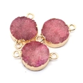 Connettore in pietra naturale druzy rosa con placcatura in oro per gioielli - Rosa Rosso