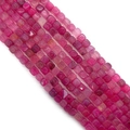 Square dragon vein agate beads in deep pink for DIY jewelry making 8x8mm - Pink Purple Style