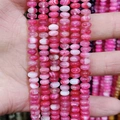 Pink and white striped agate loose beads in 4x6mm wheel shape for DIY jewelry - 4x6mm Approx 96 Pcs / Pink Striped Agate