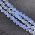 Flat heart-shaped opalite stone beads with bluish glow for DIY jewelry making - 10x10x5mm (Approx. 20 Pieces) / Opal