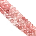 Cuentas talladas de cuarzo fresa para joyería con acabado natural rosa translúcido - 8x8x5mm (Aprox. 25 Piezas) / Cuarzo Fresa