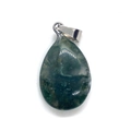 Waterdrop-shaped natural moss agate pendant with a silver metal clasp for DIY jewelry - No.1 (Moss Agate)