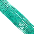 Blue-green rectangle turquoise stone beads in 4x13mm size for DIY jewelry making - 4x13mm / No. 14 (Greenish Texture)