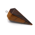Polished tiger eye stone hexagonal cone pendant with silver-toned ring for DIY necklace - Tiger's Eye