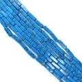 Blue rectangle turquoise tube beads with black matrix veins for DIY jewelry making - 4x13mm / No. 15 (Sky Blue Texture)