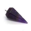 Faceted purple amethyst hexagonal prism pendant with silver clasp for DIY necklace jewelry - Purple Crystal