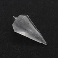 Polished transparent clear quartz conical pendant with a silver metal clasp hook - Transparent Crystal