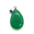 Ciondolo in opale verde smeraldo a goccia con elegante gancio in argento lucido - Giada Verde