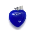 Ciondolo a cuore in pietra naturale blu lucido con un gancio in metallo argento - Solo Ciondolo (Senza Catena) / Stile Blu Profondo (Stile 4)