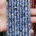 Flat round blue sodalite natural stone beads for DIY jewelry making accessories - 4x6mm Approx 96 Pcs / Blue Textured (No. 25)