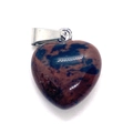 Heart-shaped natural stone pendant in red and black mottling with silver clasp - Pendant Only (No Chain) / Swan Stone