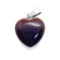 Sparkling reddish-brown heart-shaped goldstone pendant with silver bail connector - Pendant Only (No Chain) / Gold Sandstone