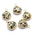 Waterdrop-shaped Dalmatian Jasper faceted pendants with elegant gold-plated edges - Dalmatian Jasper