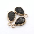 Pendentif goutte en labradorite facettée avec bordure dorée pour bijoux artisanaux - Larvikite / 10x18mm (3 Pièces/Paquet)