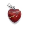 Natural red stone heart-shaped pendant with silver metal clasp for DIY jewelry - Pendant Only (No Chain) / Rainbow Stone