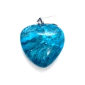 Blue marbled natural stone heart pendant with a silver metal clasp for jewelry making - Pendant Only (No Chain) / Blue Crazy Agate