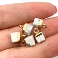 5 colgantes de cubo de piedra de mármol blanco con bucles dorados para joyería DIY - US 13