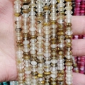 Abacus-shaped 4x6mm yellow rutilated stone beads for DIY jewelry making - 4x6mm Approx 96 Pcs / Yellow Rutilated Quartz Color (No. 13)