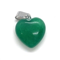Green heart-shaped natural stone pendant with silver bail for DIY necklaces - Pendant Only (No Chain) / Green Jade